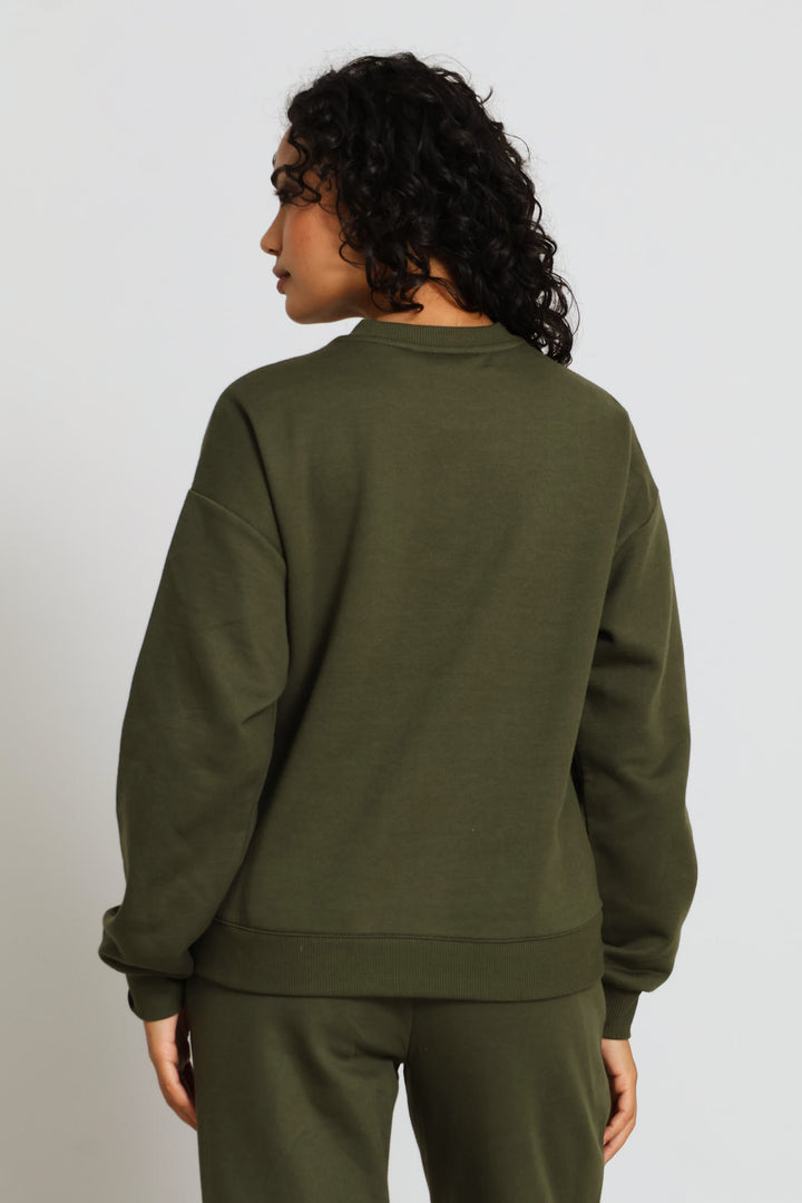 Long Sleeve Print Screen Pullover - Dark Fatigue