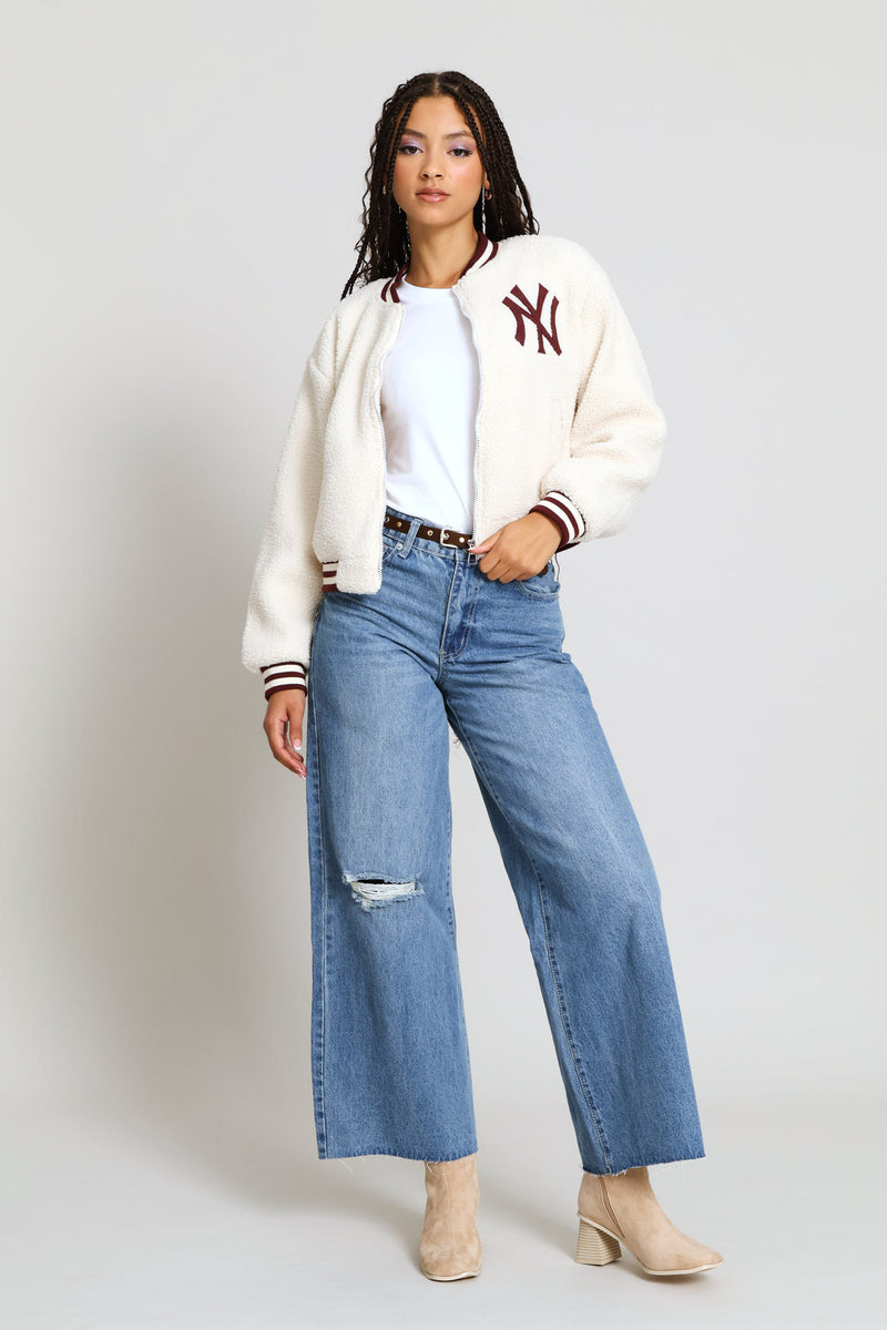 Belted Wide Leg Denim - Salty Mid Wash