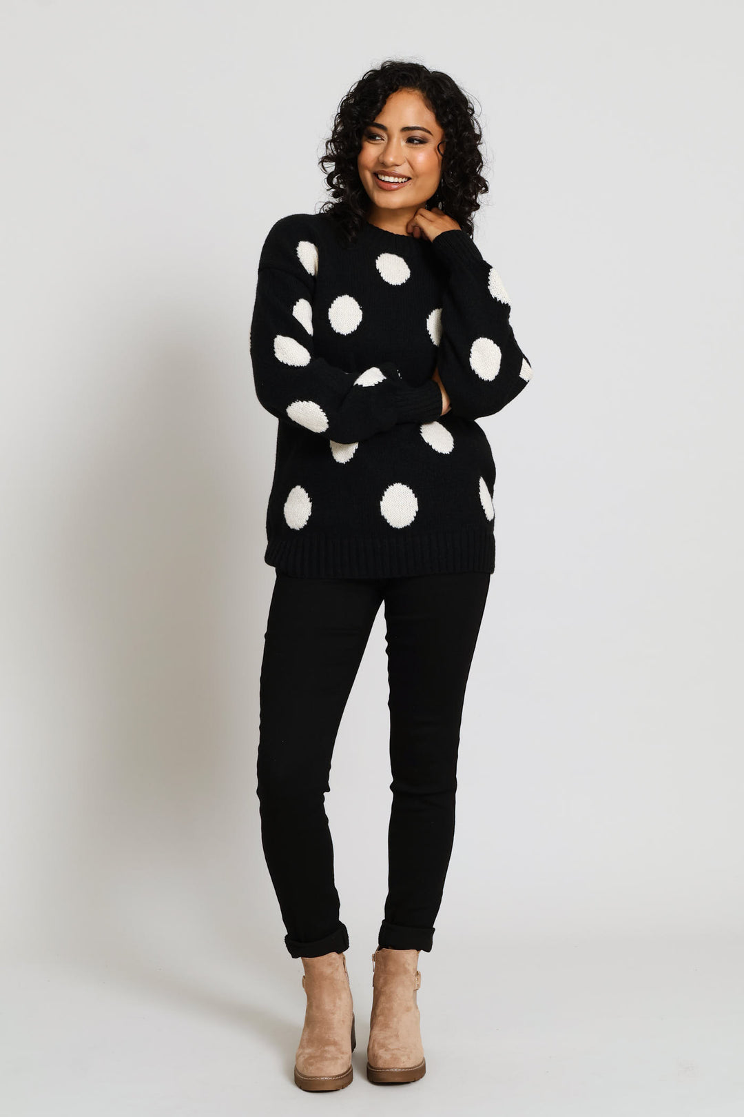 Jacquard Print Pullover - Black/White