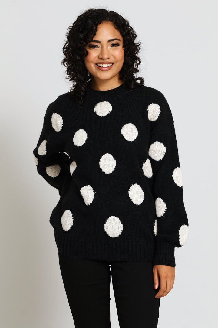 Jacquard Print Pullover - Black/White
