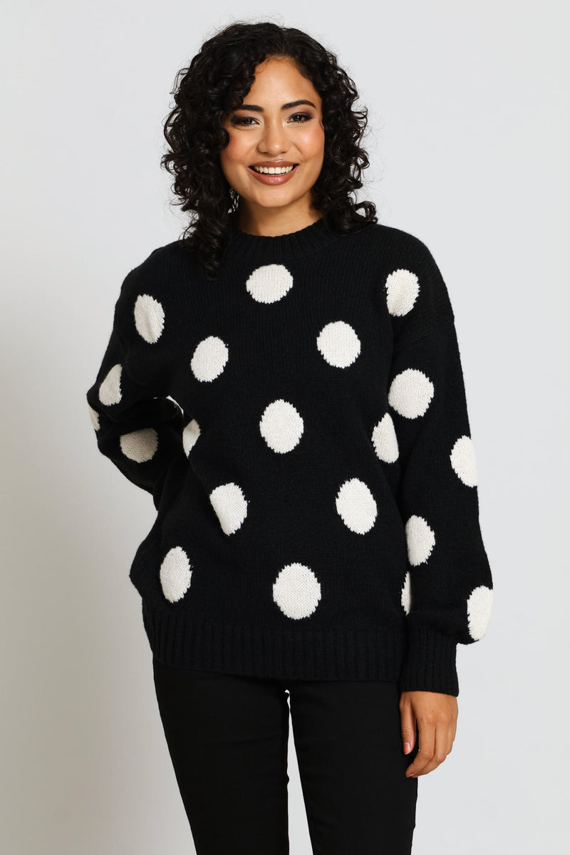 Jacquard Print Pullover - Black/White