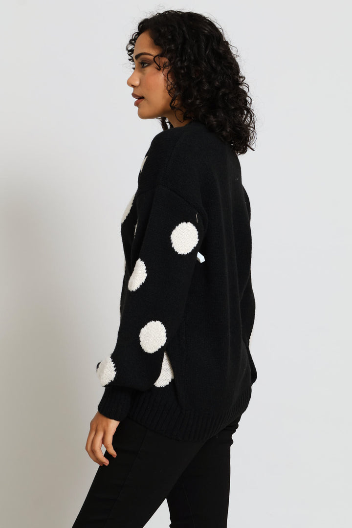 Jacquard Print Pullover - Black/White