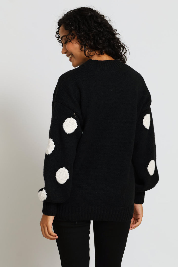 Jacquard Print Pullover - Black/White