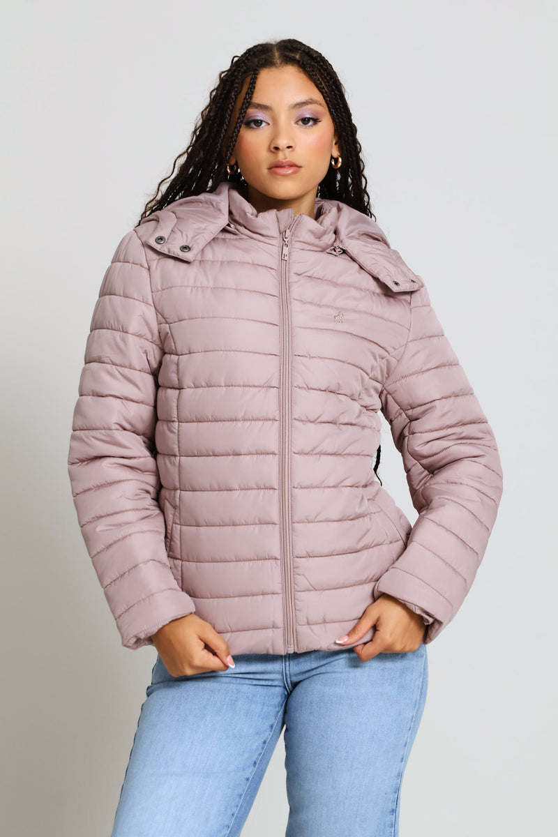 Blake Puffer Jacket - Blush Taupe