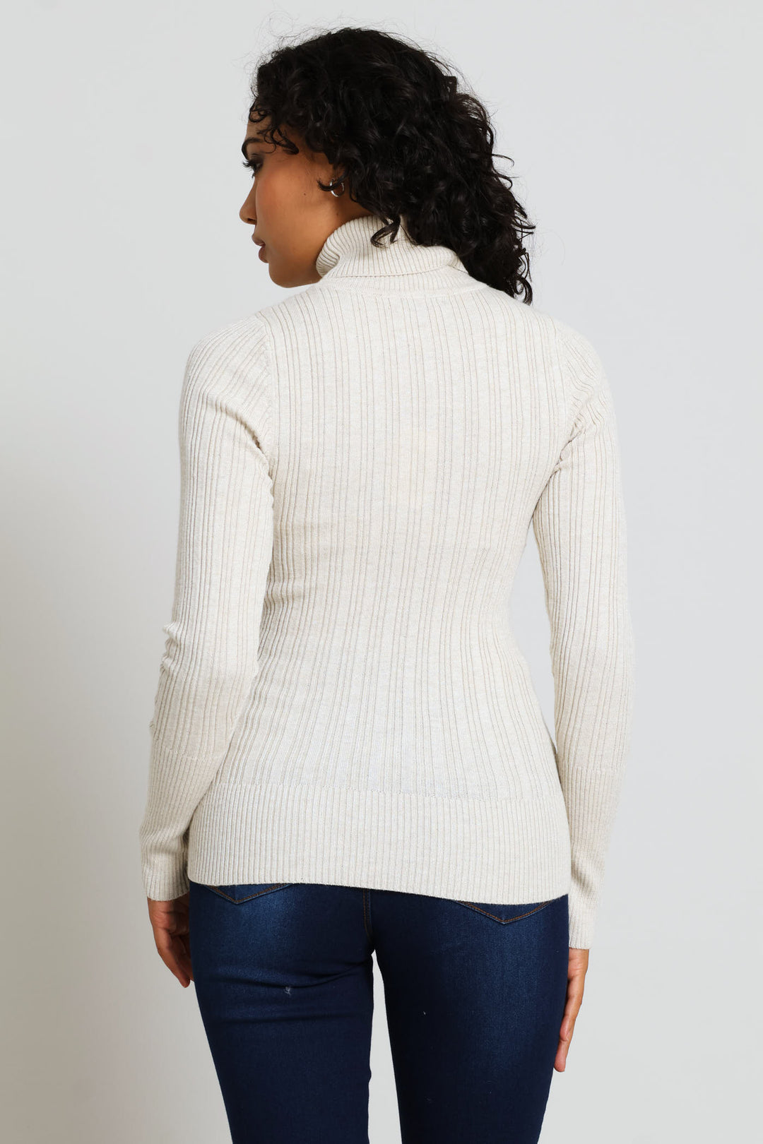 Plain Ribbed Poloneck - Oatmeal Melange