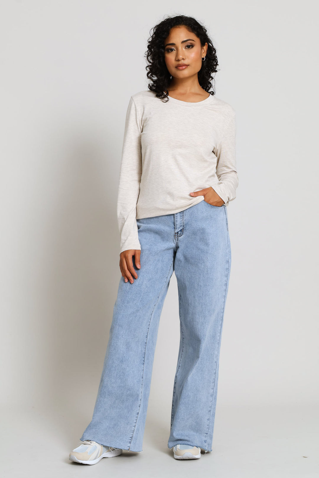Long Sleeve Regular T-Shirt - Oatmeal Melange
