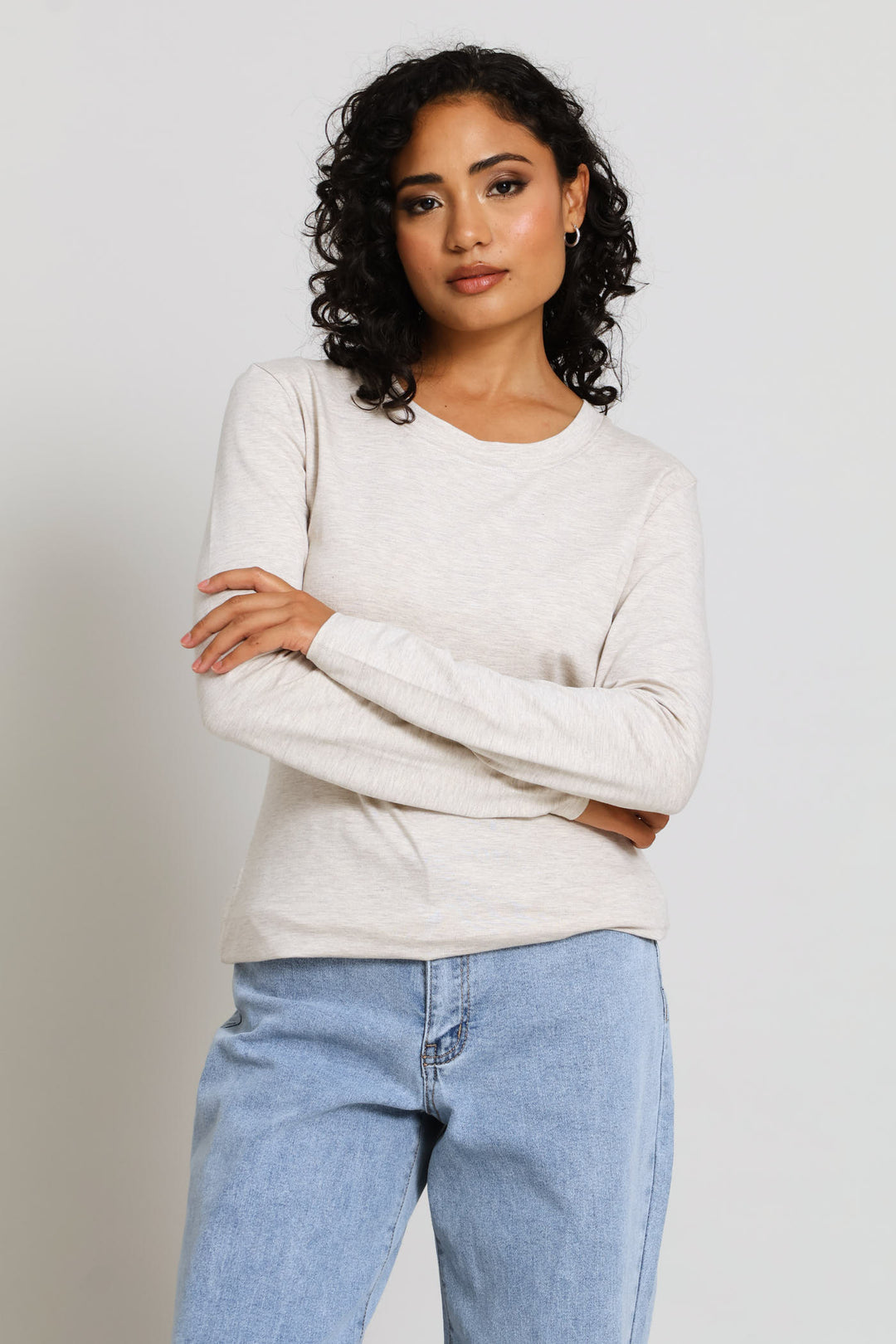 Long Sleeve Regular T-Shirt - Oatmeal Melange