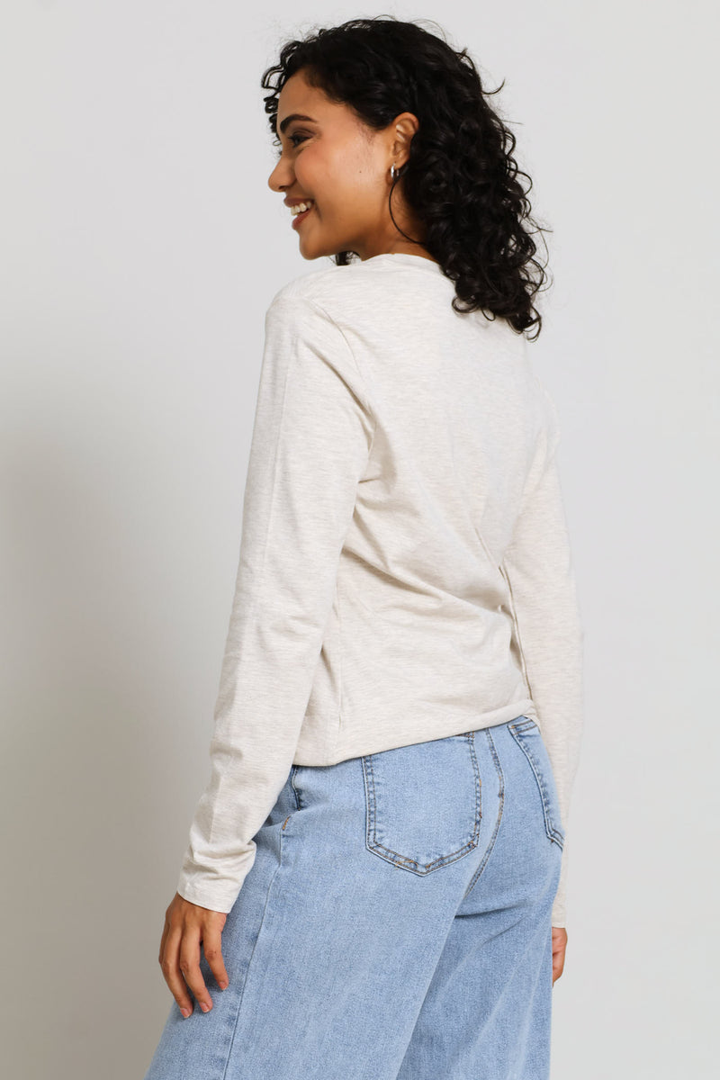 Long Sleeve Regular T-Shirt - Oatmeal Melange