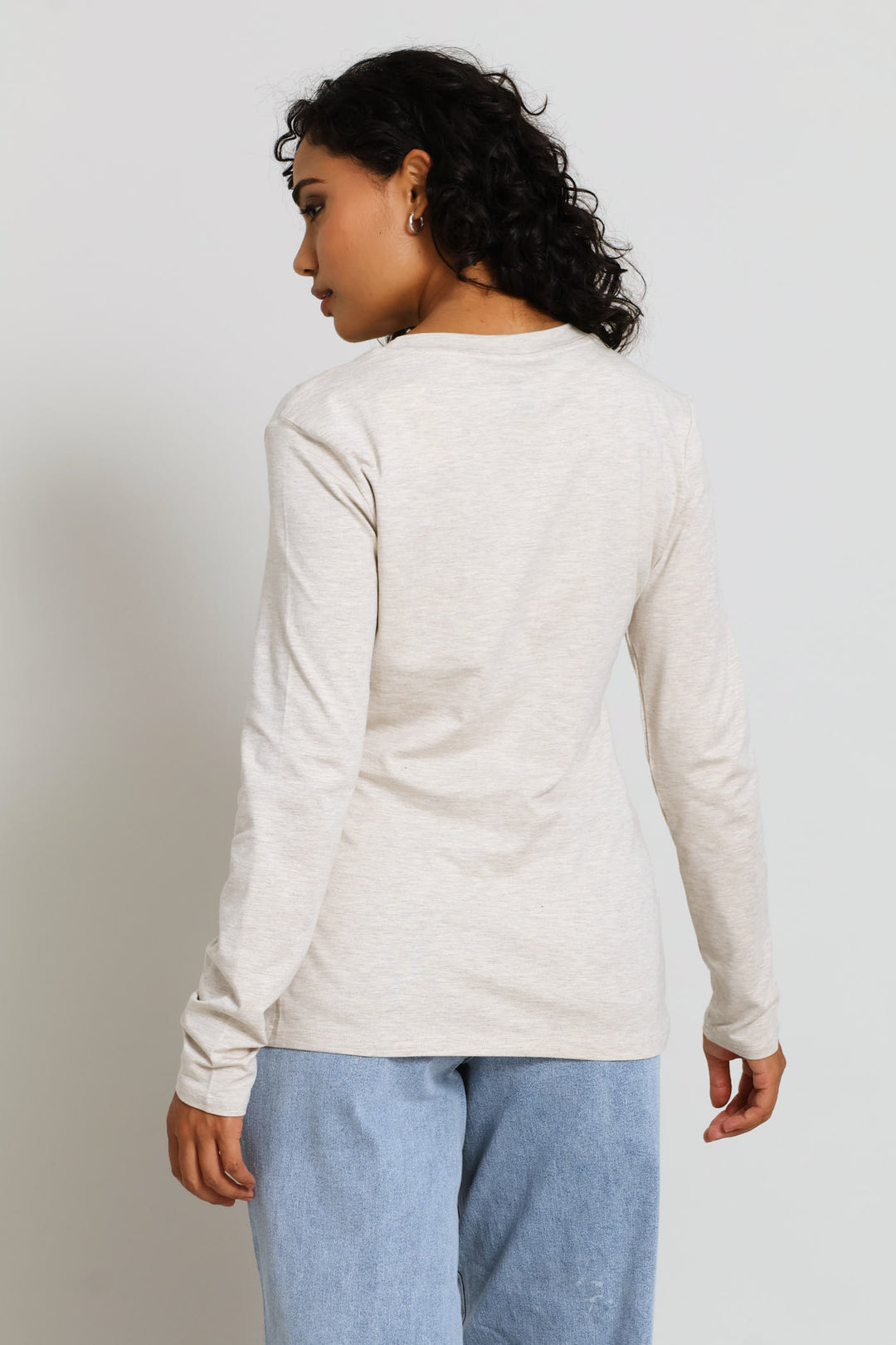 Long Sleeve Regular T-Shirt - Oatmeal Melange