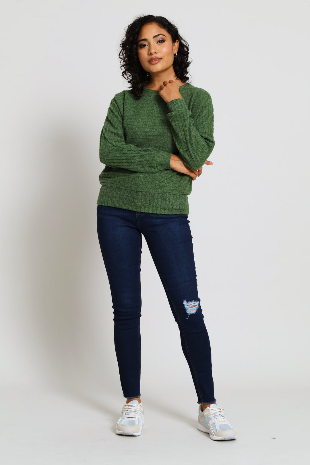 Dolman Sleeve Ribbed Top - Dark Fatigue
