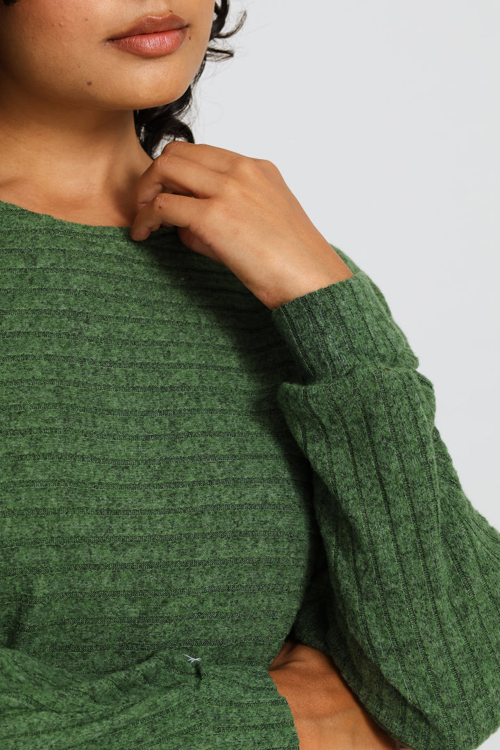 Dolman Sleeve Ribbed Top - Dark Fatigue