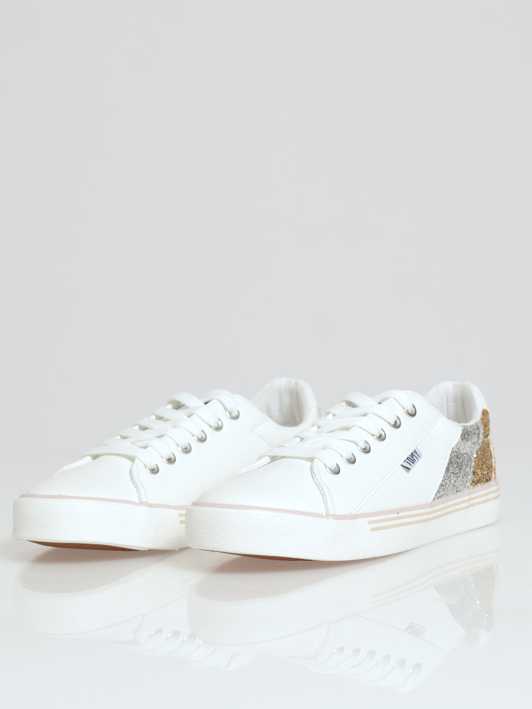 Melina Glitter Lace Up Sneaker - White