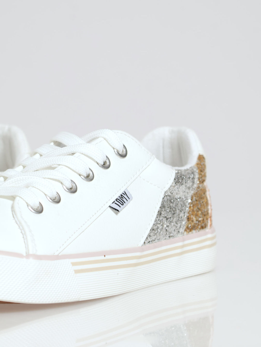Melina Glitter Lace Up Sneaker - White