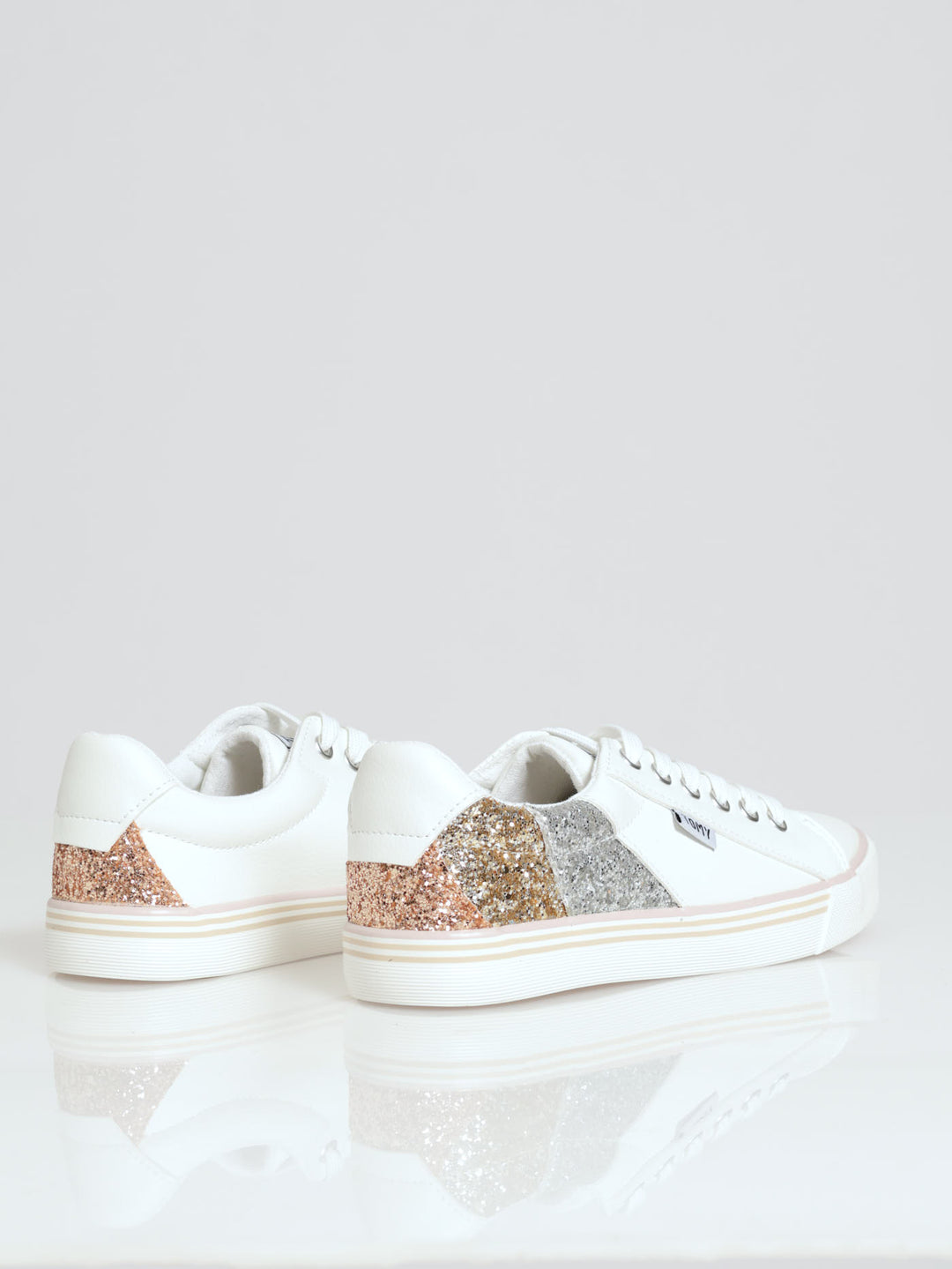 Melina Glitter Lace Up Sneaker - White