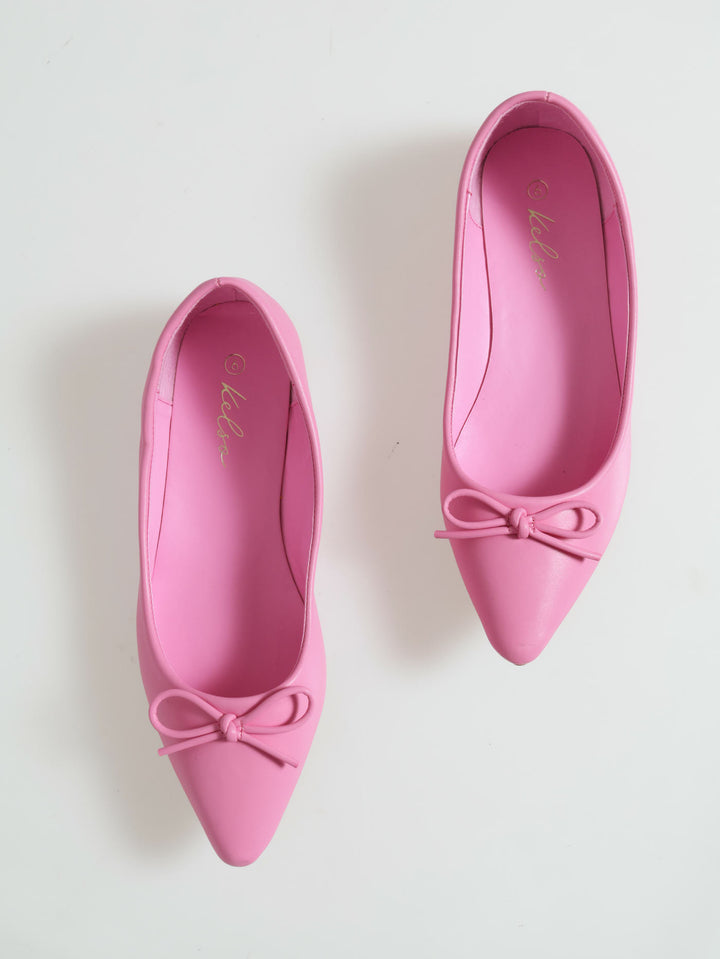 Pointed Bow Pumps - Pink