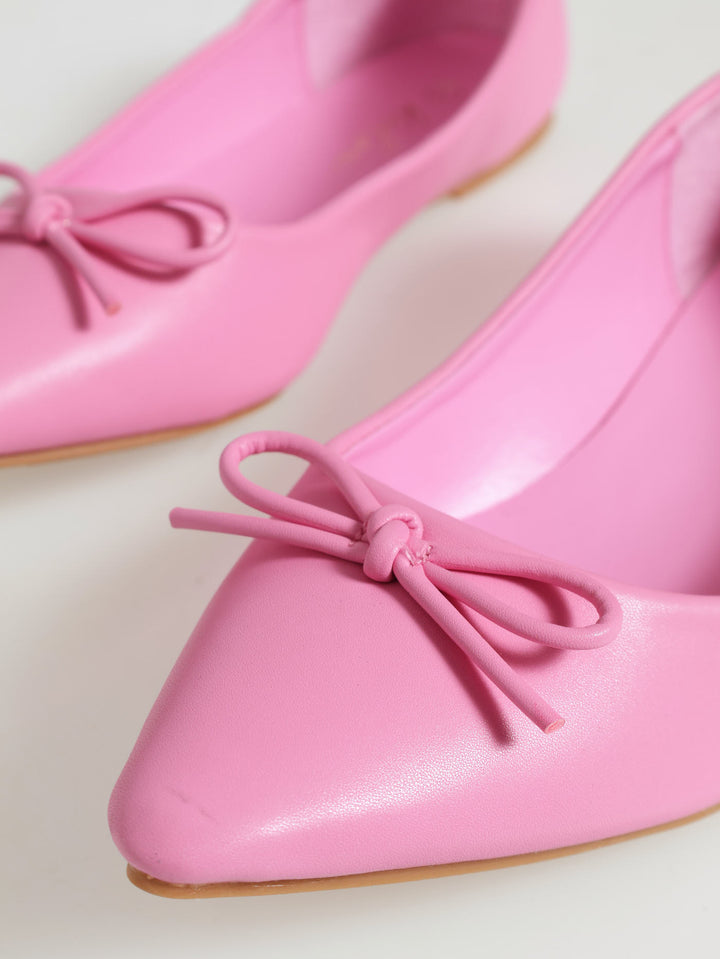 Pointed Bow Pumps - Pink