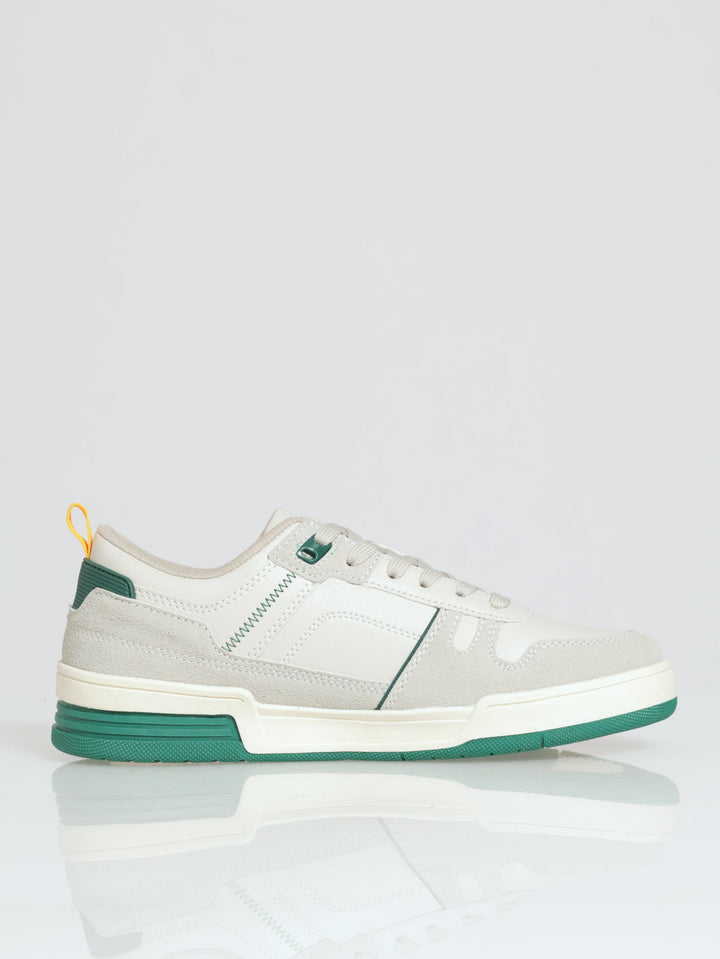 Aaron Contrast Lace Up Court Sneaker - Beige