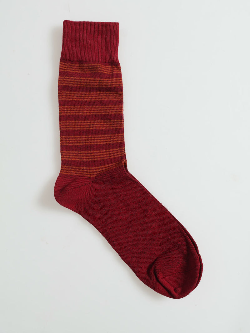 Single Stripe Anklet Socks - Burgundy