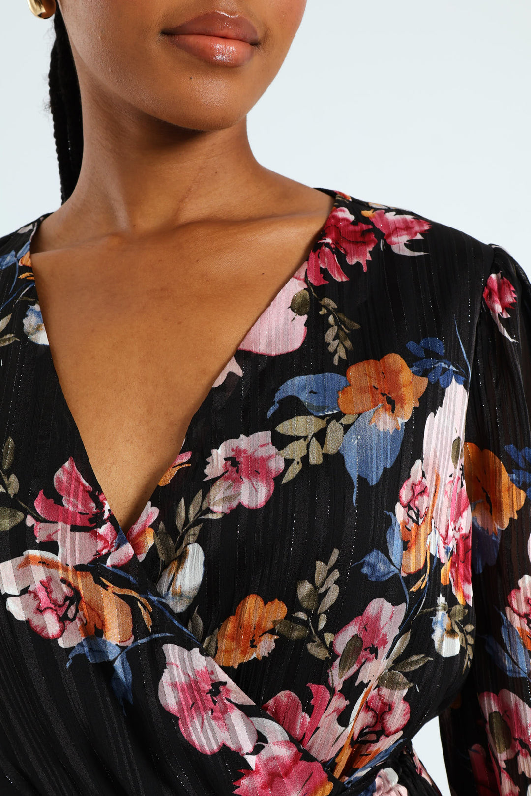 Wrap Waisted Frill Hem Tea Dress - Black