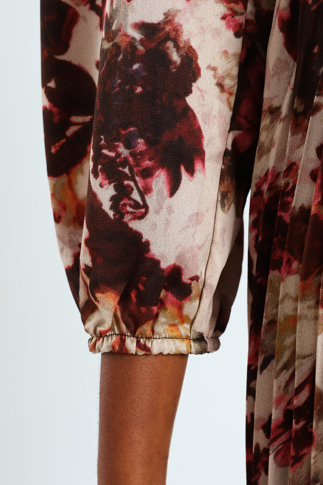 Pleated Satin Belted Wrap Maxi Dress - Cream