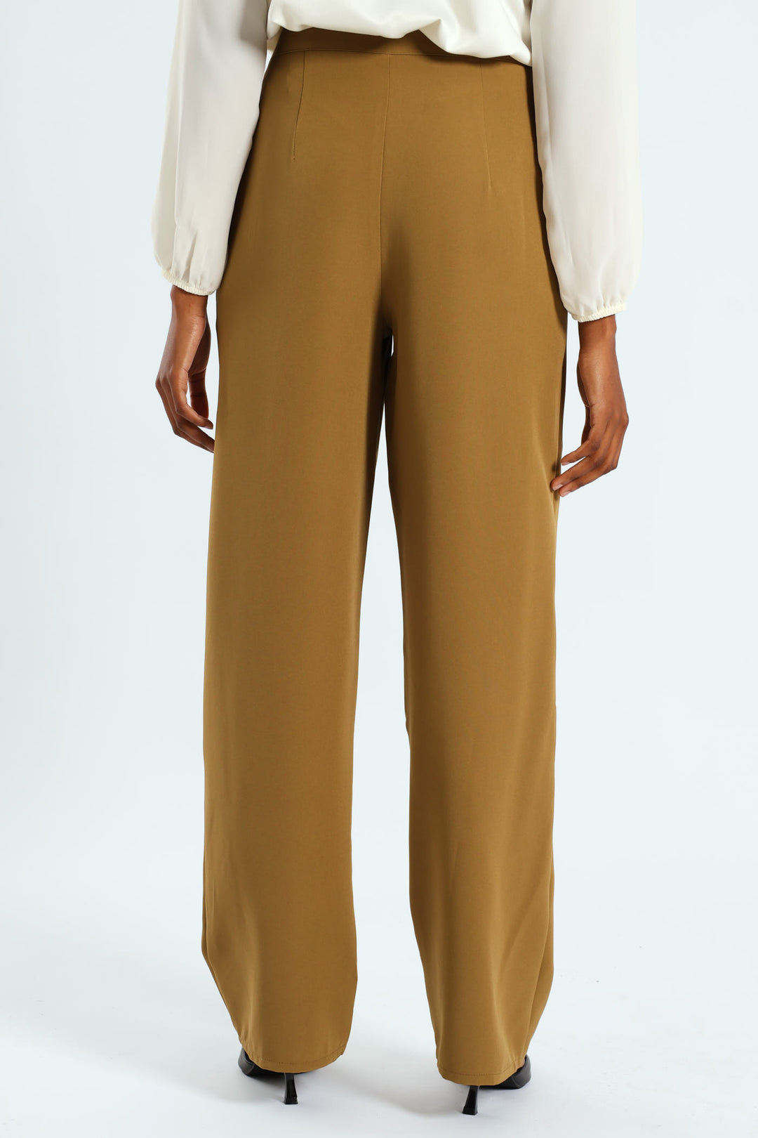 Double Button Wide Leg Pant - Olive