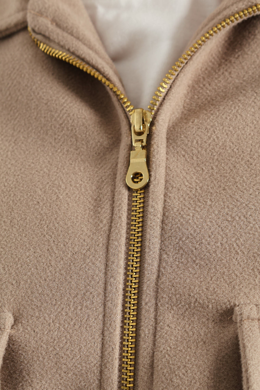 Boxy Melton Zip Up Trucker Jacket - Oatmeal Melange