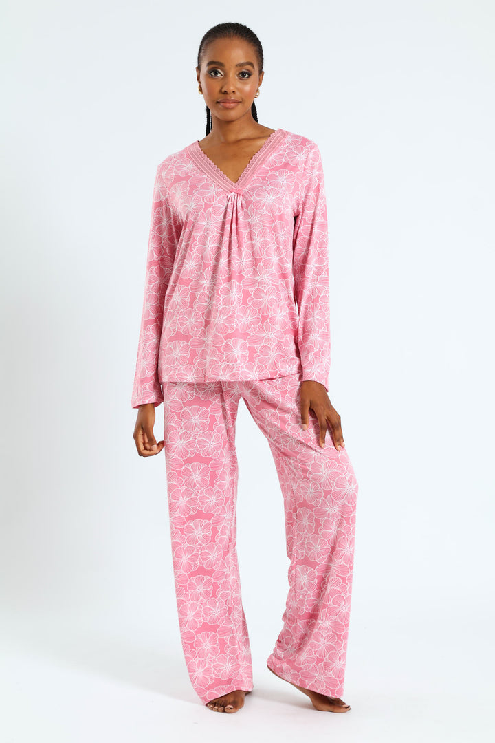 Long Sleeve Soft Touch Top & Pant Set - Pink