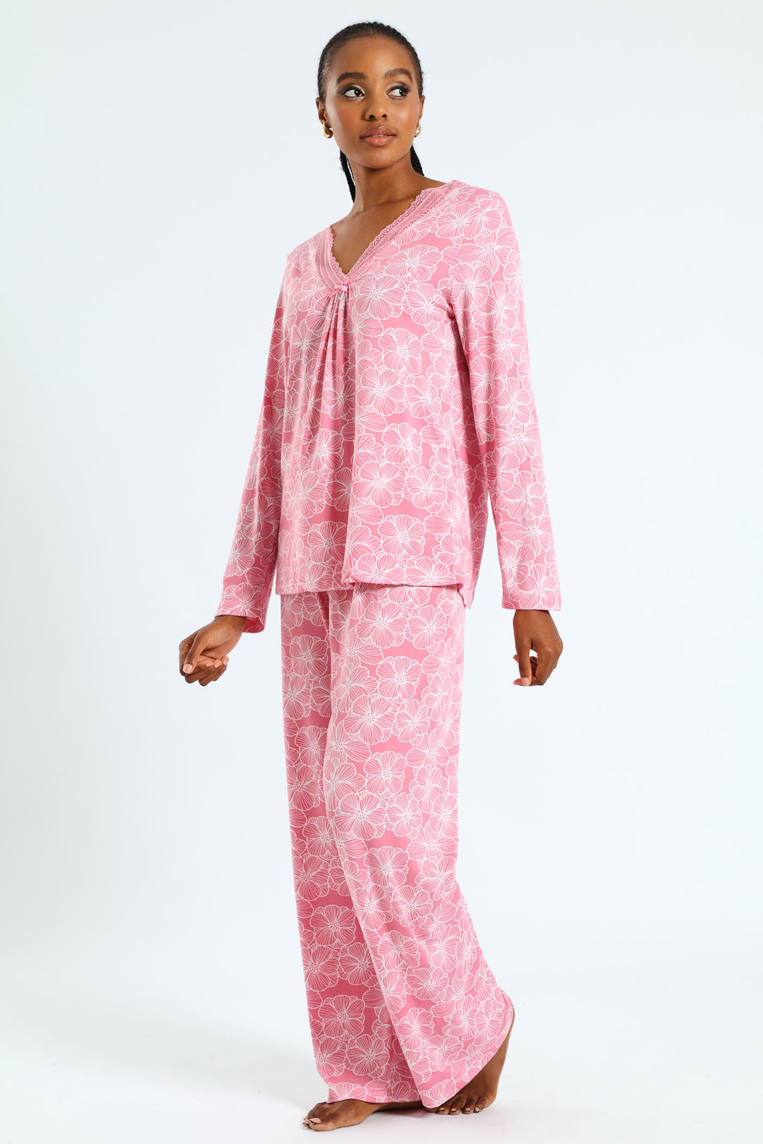 Long Sleeve Soft Touch Top & Pant Set - Pink