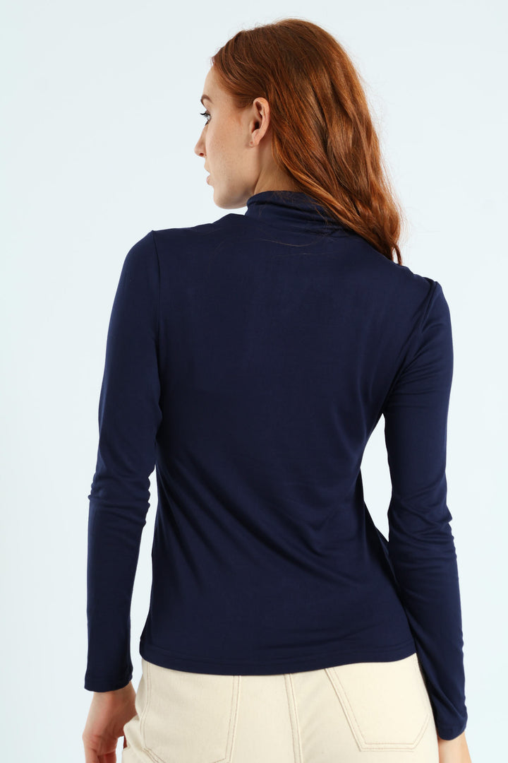 Long Sleeve Basic Poloneck - Navy