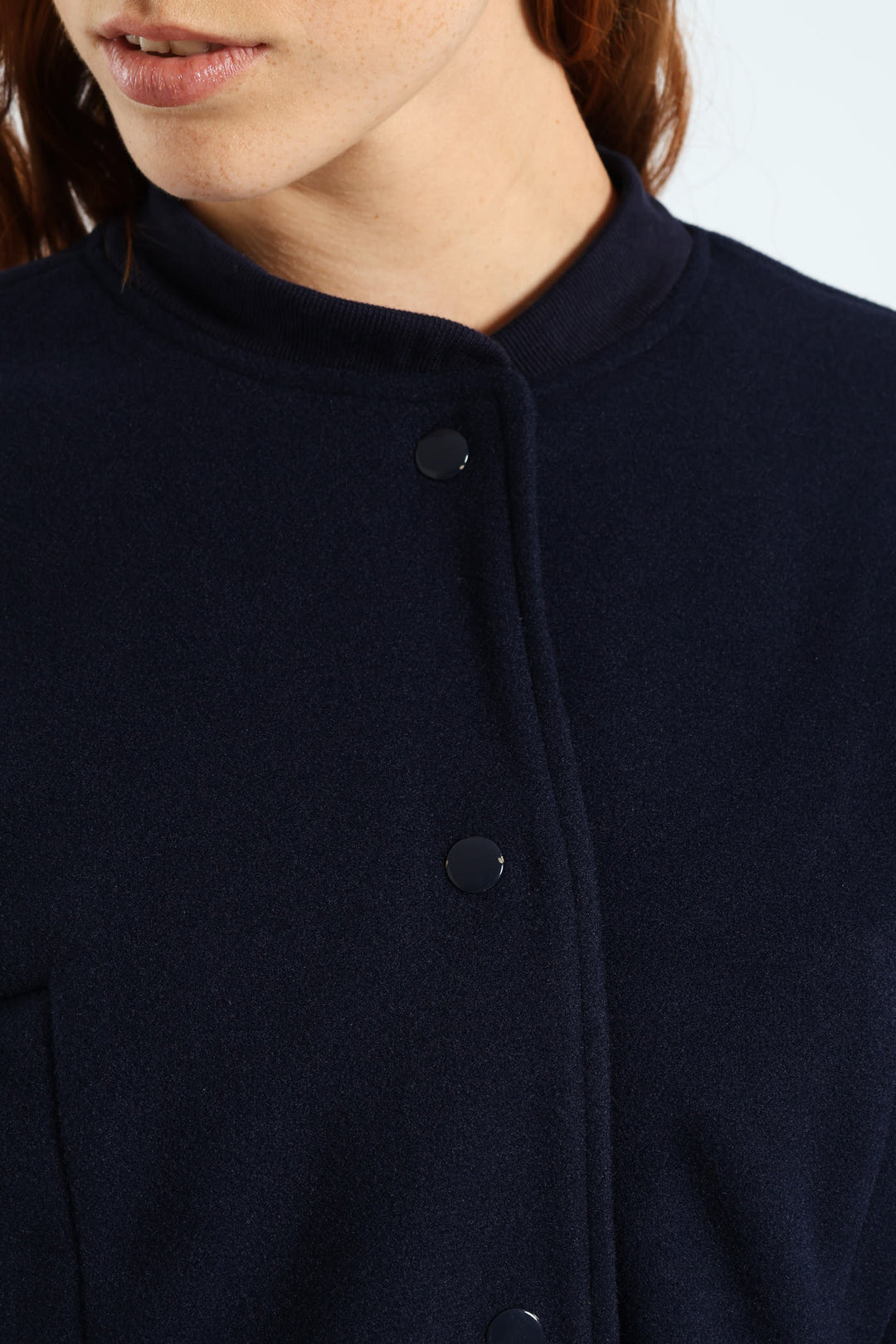 Preppy Melton Bomber Jacket - Navy