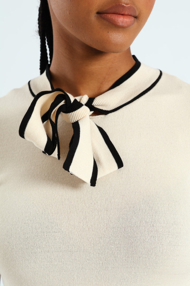 Pullover Tee - Cream/Black