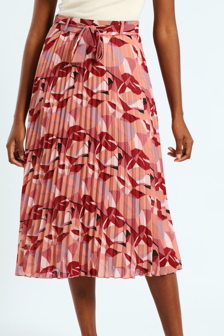Sunray Geo Pleated Midi Skirt