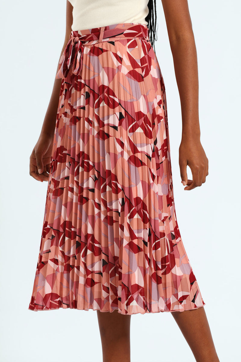 Sunray Geo Pleated Midi Skirt