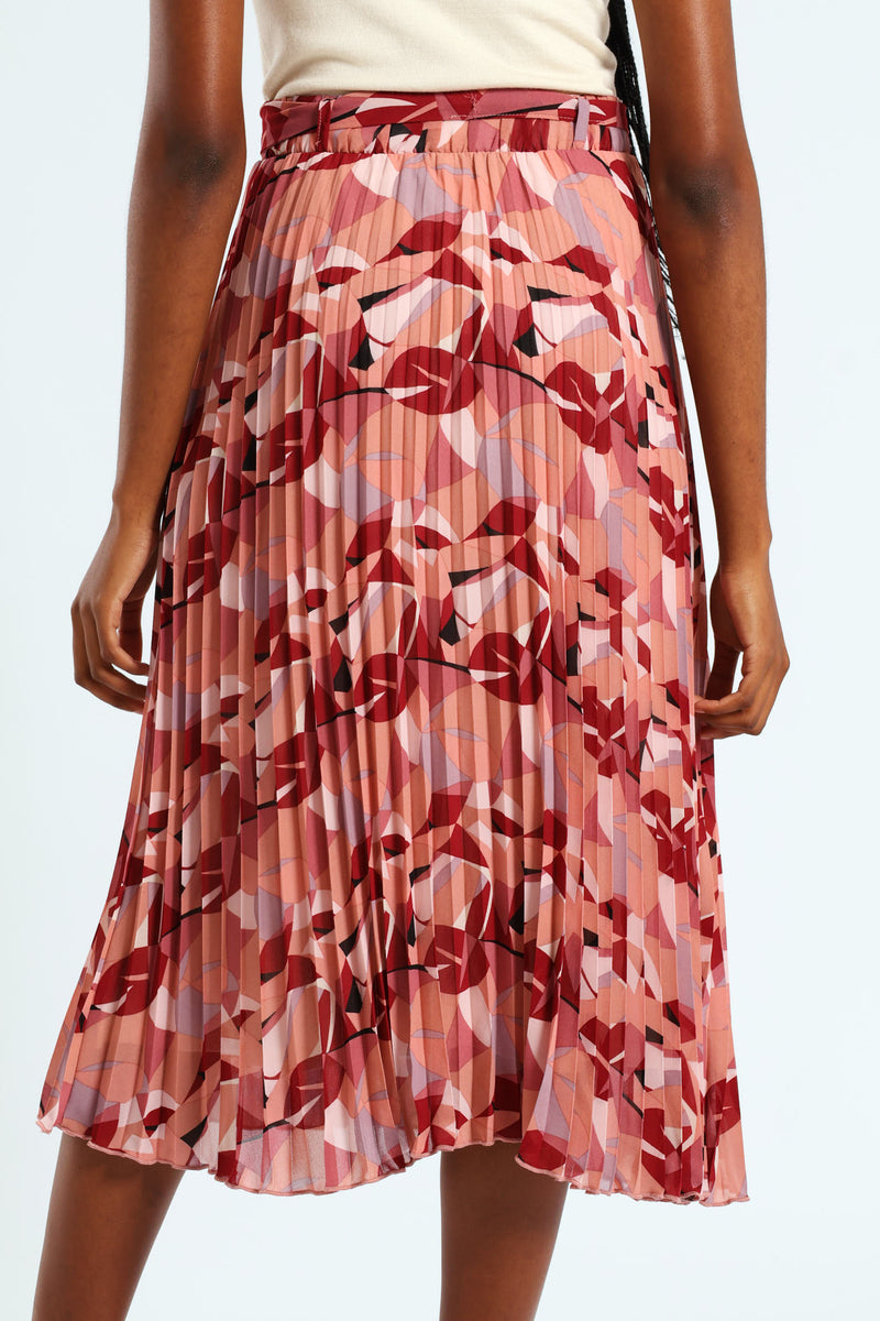 Sunray Geo Pleated Midi Skirt