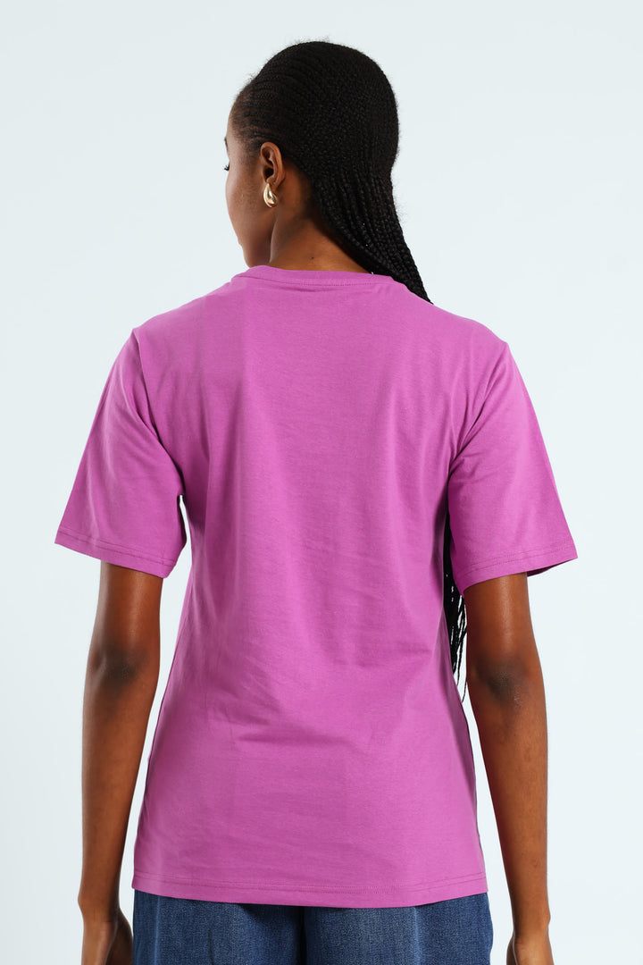 No. 1 Logo Stacked Graphics Tee - Berry