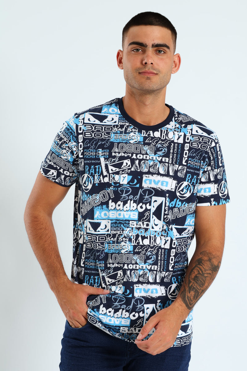 Graffiti Print Tee - Blue