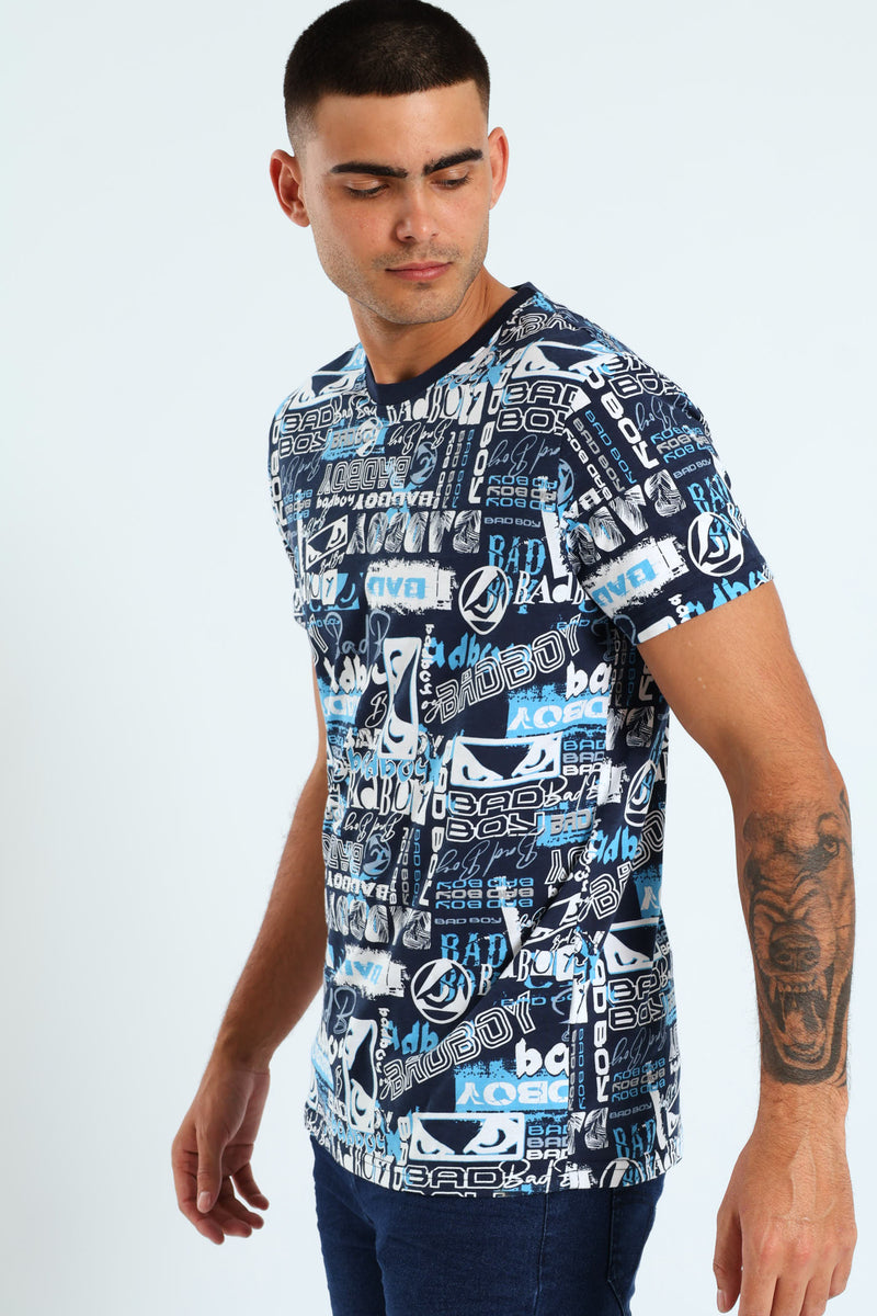 Graffiti Print Tee - Blue