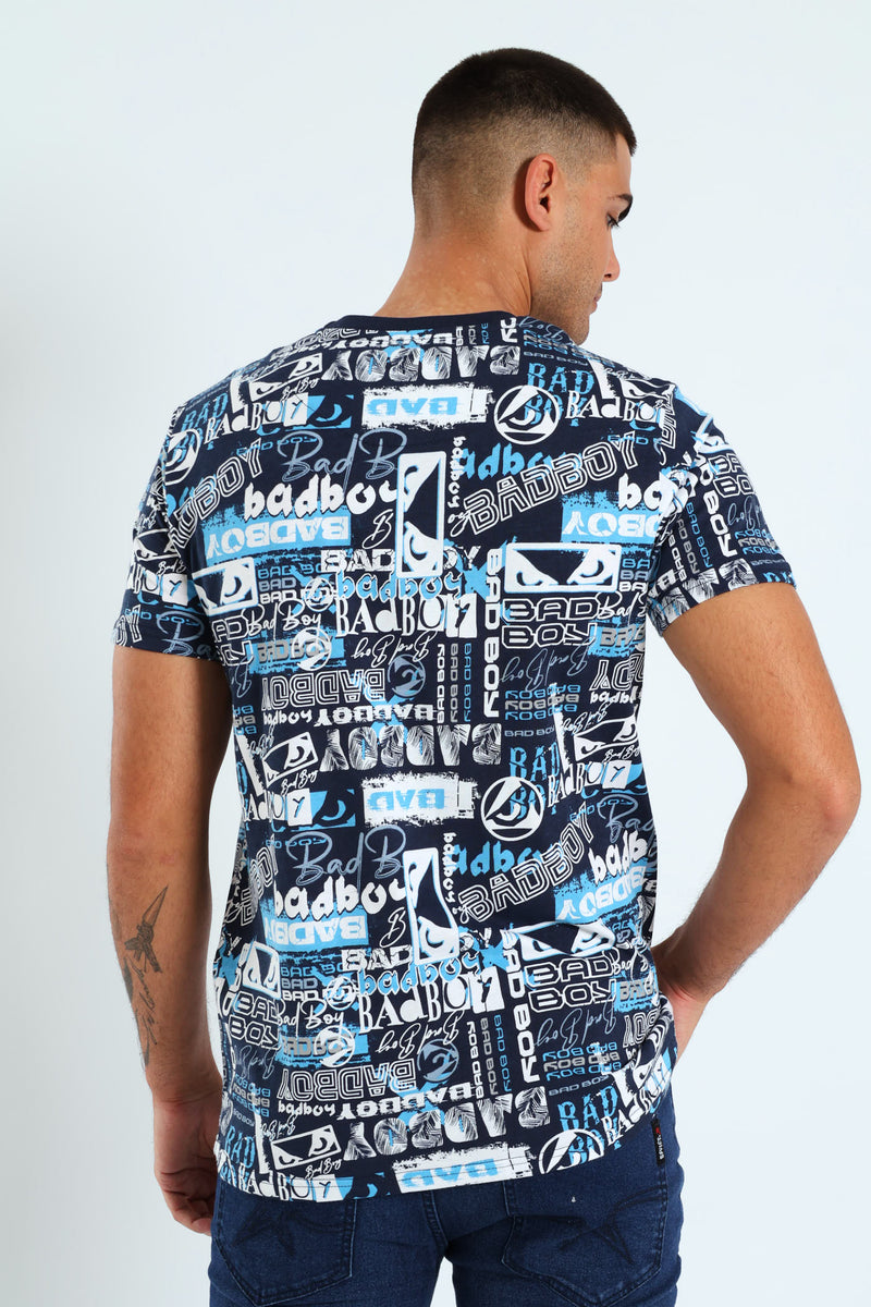 Graffiti Print Tee - Blue