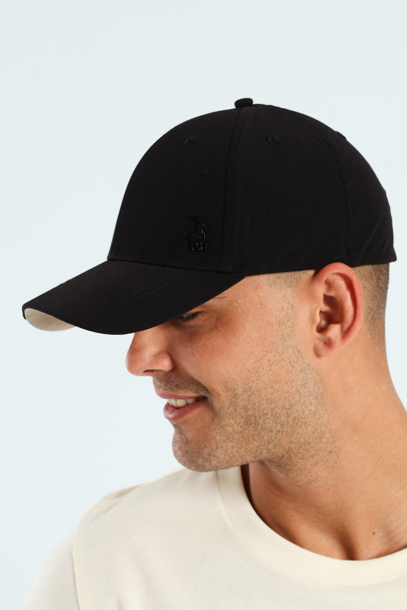 6 Panel Metal Pony Fitted Peak Cap - Black