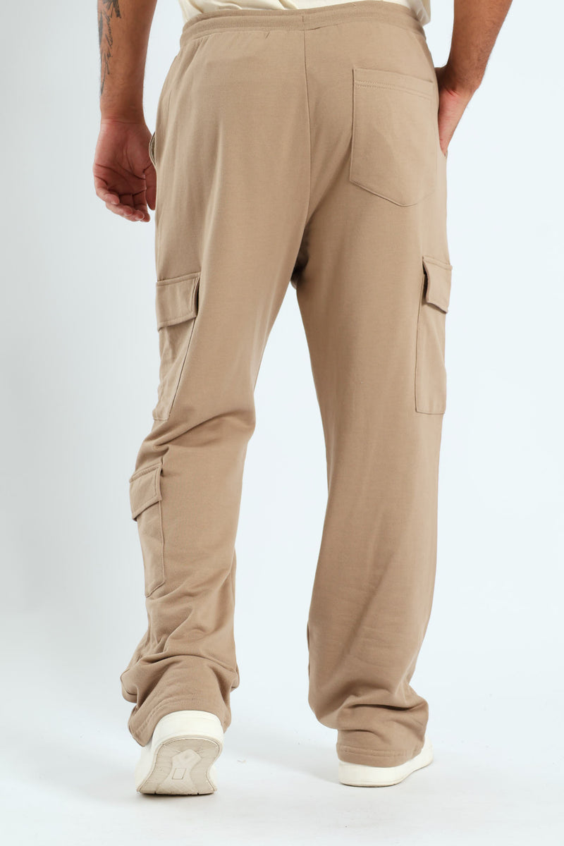 Straight Leg Cargo Fleece Jogger - Stone