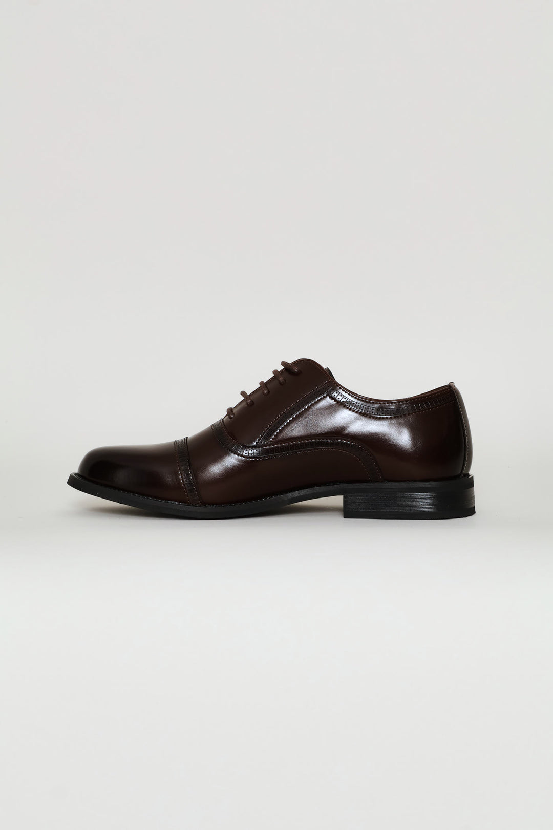Toe Cap Detail Formal Lace Up Oxford Shoe - Chocolate