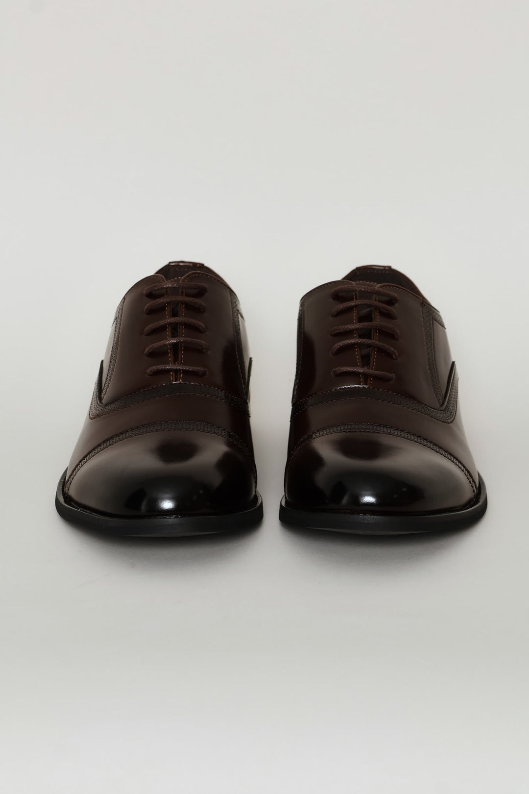 Toe Cap Detail Formal Lace Up Oxford Shoe - Chocolate