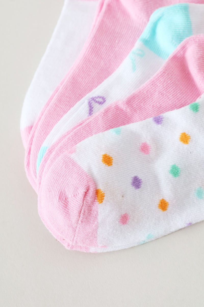Pre-Girls 5 Pack Bow Anklet Socks - Multi