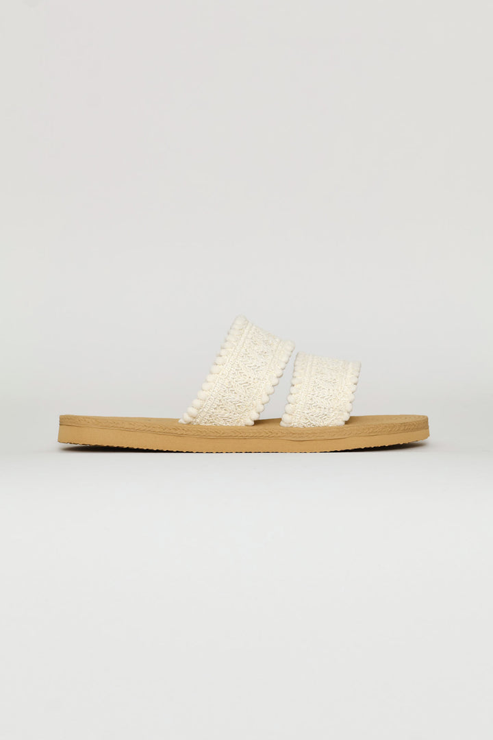 Multifabric Double Band Sandal - White