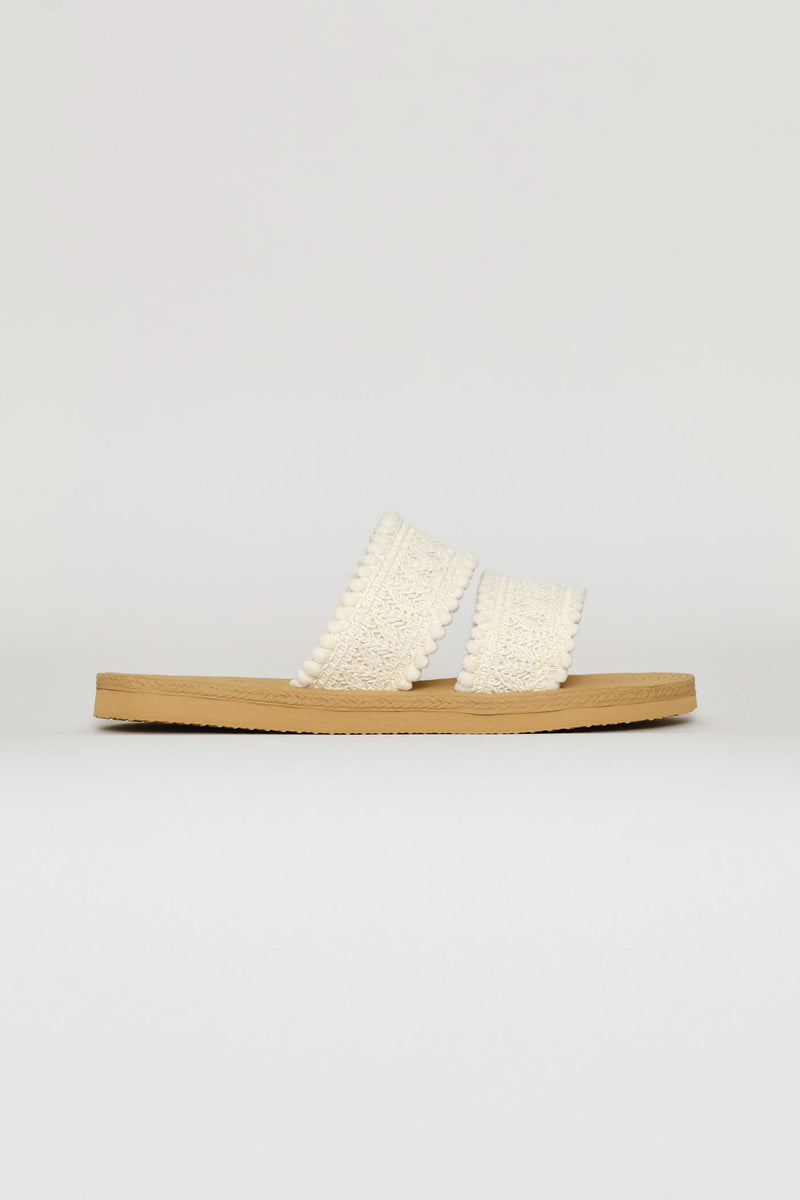 Multifabric Double Band Sandal - White