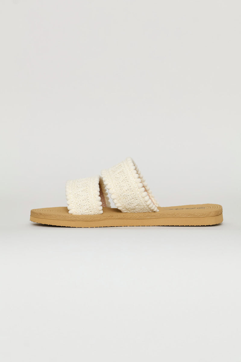 Multifabric Double Band Sandal - White