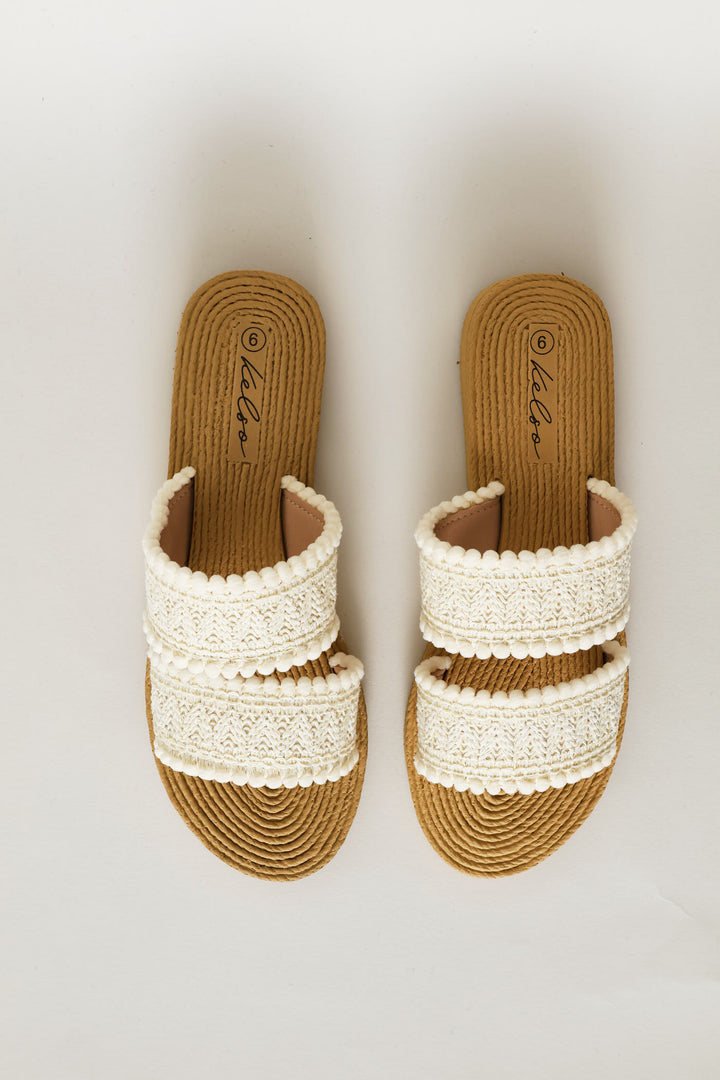 Multifabric Double Band Sandal - White