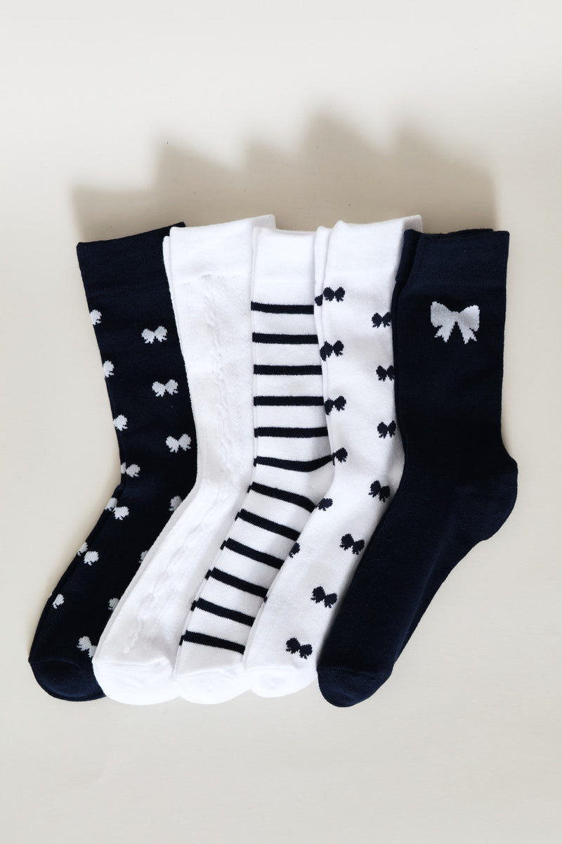 Girls 5 Pack Bow Anklet Sock - Multi