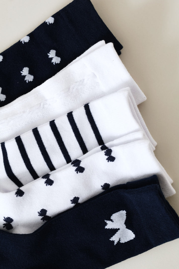 Girls 5 Pack Bow Anklet Sock - Multi
