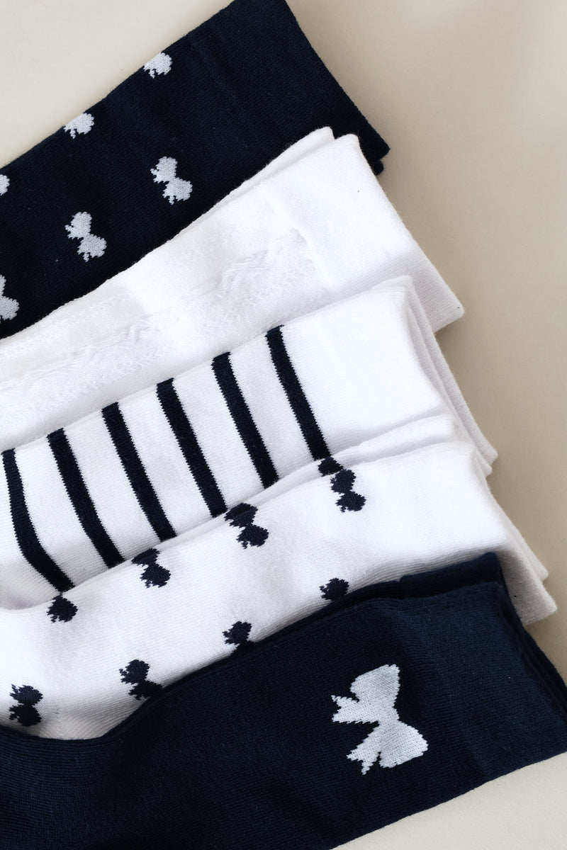 Girls 5 Pack Bow Anklet Sock - Multi